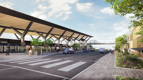 Artists impression of Estuary MetroLink station and Park and Ride facility