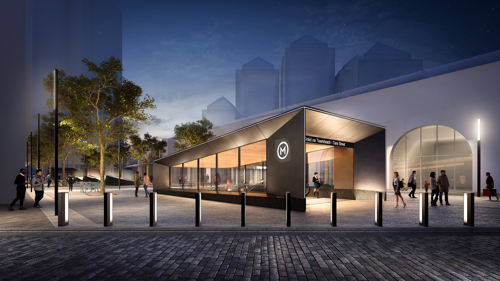 Artists impression of Tara MetroLink station by night