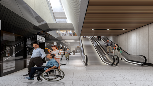 Artists impression of internal view of Tara MetroLink station